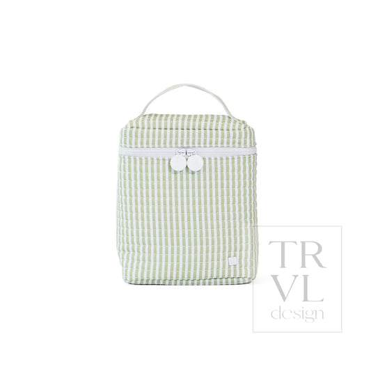 TRVL Design Quilted Go Go Insulated Lunch Bag- PIMLICO STRIPE SAGE