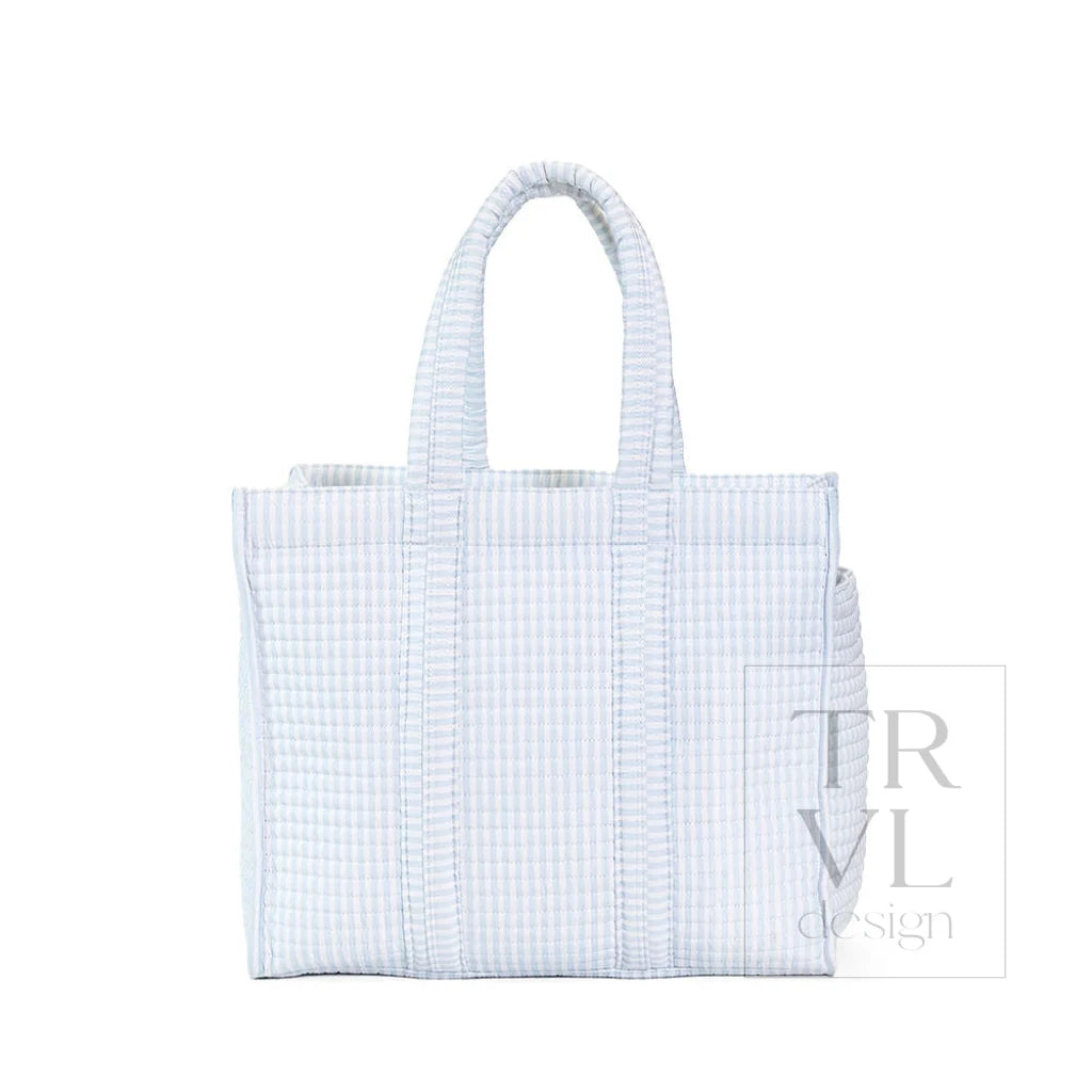 TRVL Design Quilted Go Go Tote- PIMLICO STRIPE BLUE