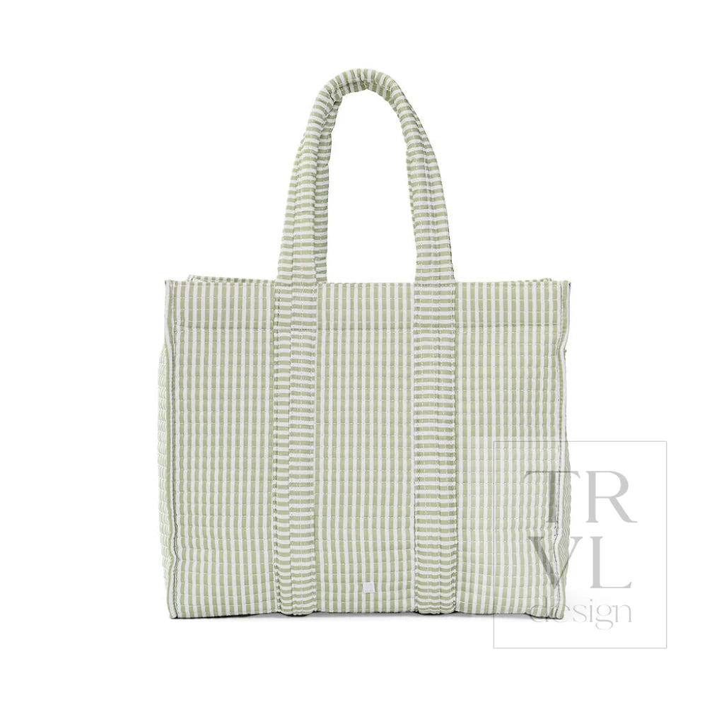 TRVL Design Quilted Go Go Tote- PIMLICO STRIPE SAGE