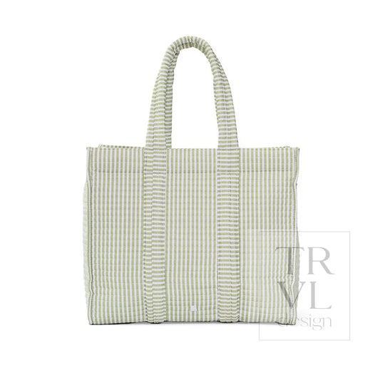 TRVL Design Quilted Go Go Tote- PIMLICO STRIPE SAGE