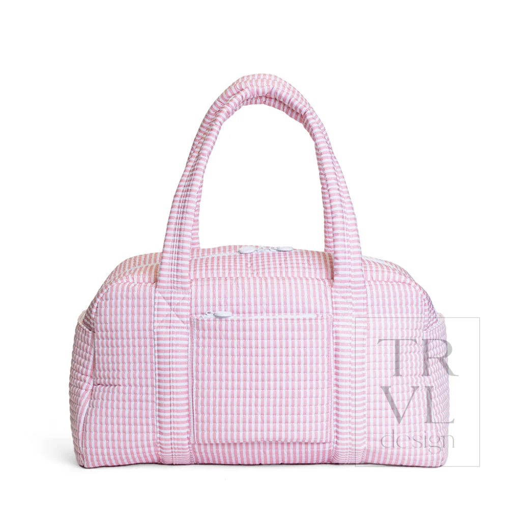 TRVL Design Quilted Grande Duffle- PIMLICO STRIPE DUSTY ROSE
