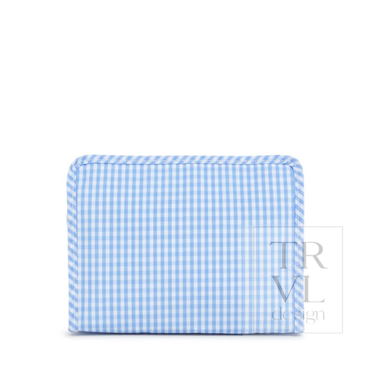 TRVL Design Roadie Medium Zip Pouch-GINGHAM SKY