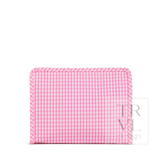 TRVL Design Roadie Medium Zip Pouch- GINGHAM PINK