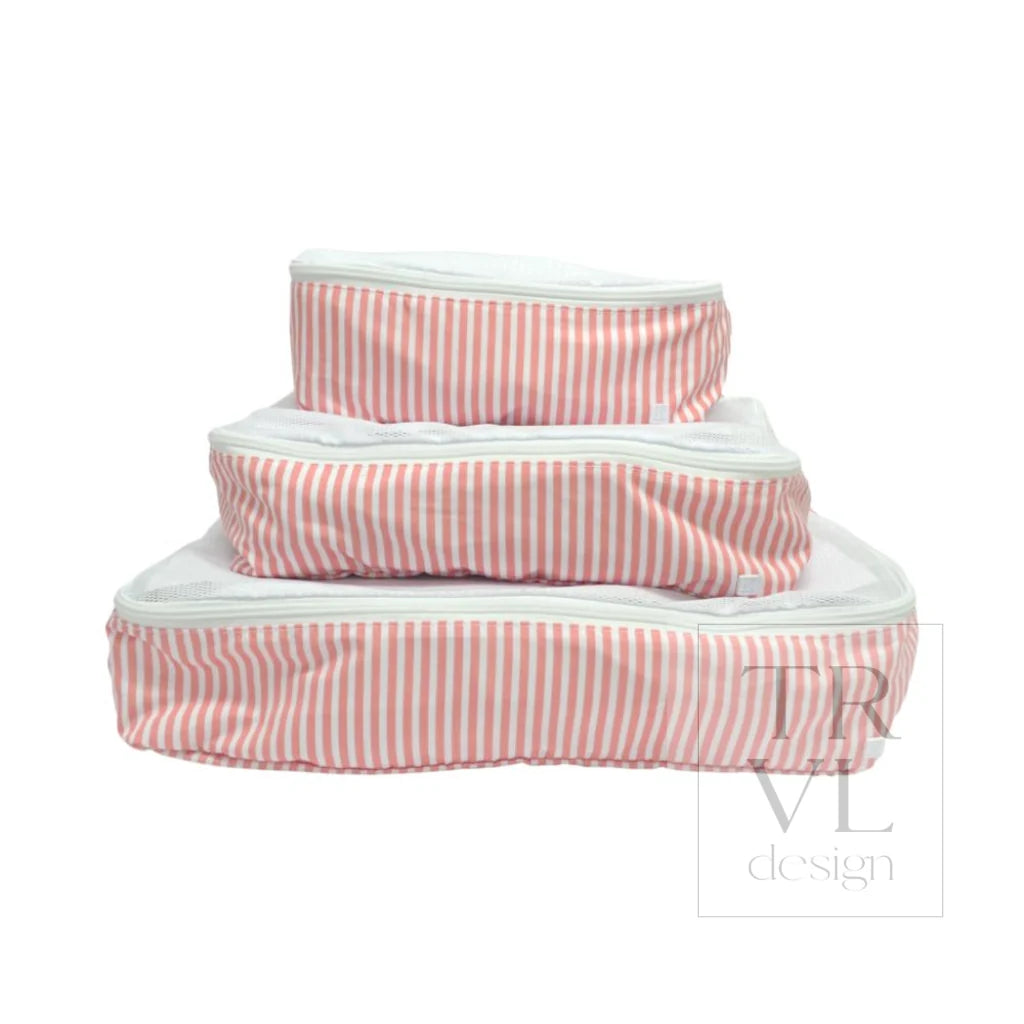 TRVL Design Packing Squad-PACKING CUBES PIMLICO STRIPE DUSTY ROSE