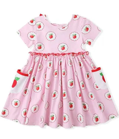 Swoon Pink School Apples Pocket Dress