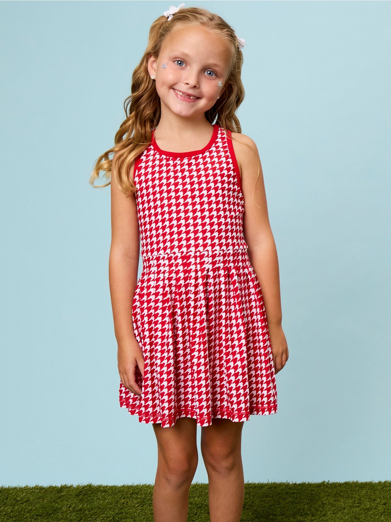 Variety Red Houndstooth Active Dress with Biker Shorts