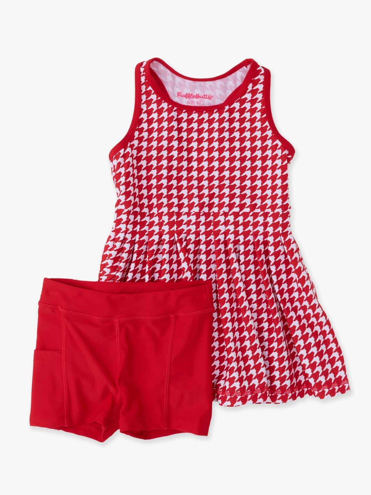 Variety Red Houndstooth Active Dress with Biker Shorts