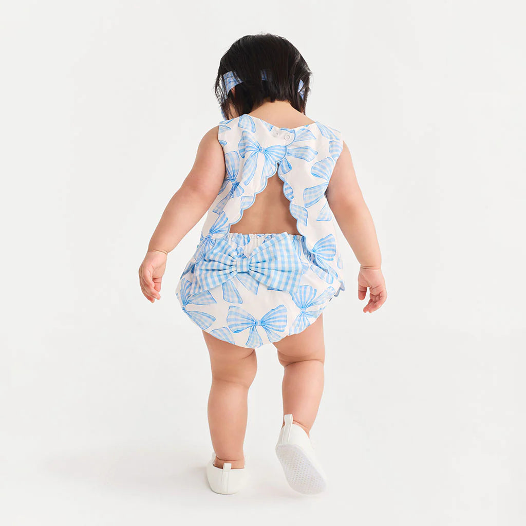 Posh Peanut Bamboo Challis Scallop Top Bow Bummie Set - Edda