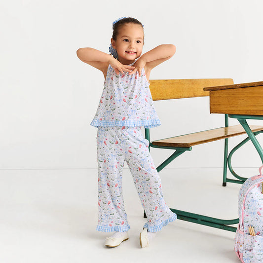 Posh Peanut Ruffled Bow Back Tank Pant Set - Gail