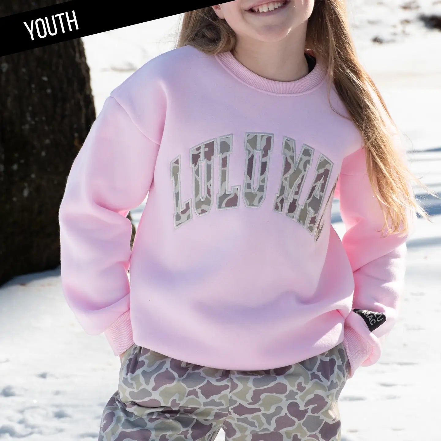 Lulu Mac - Youth Camo Light Pink Sweatshirt