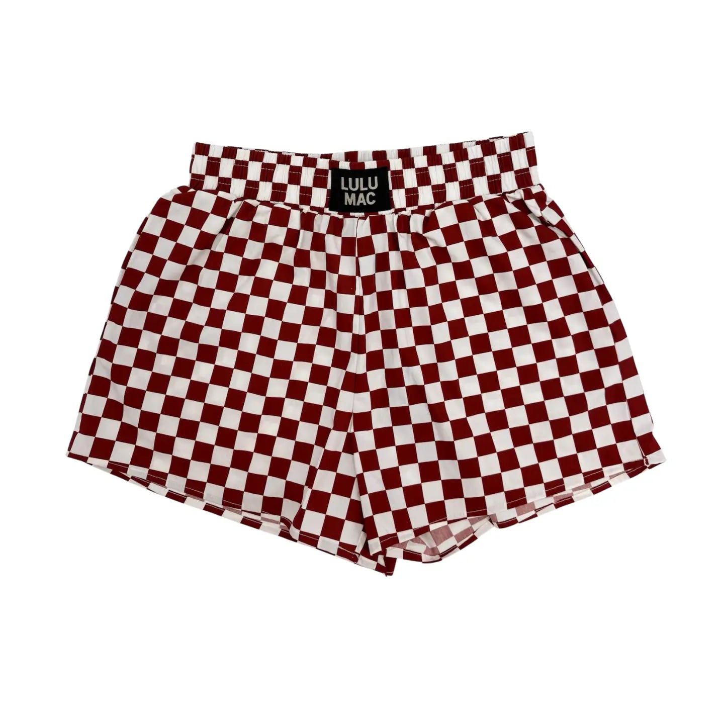 Lulu Mac - Adult Maroon/White Checkerboard Shorts