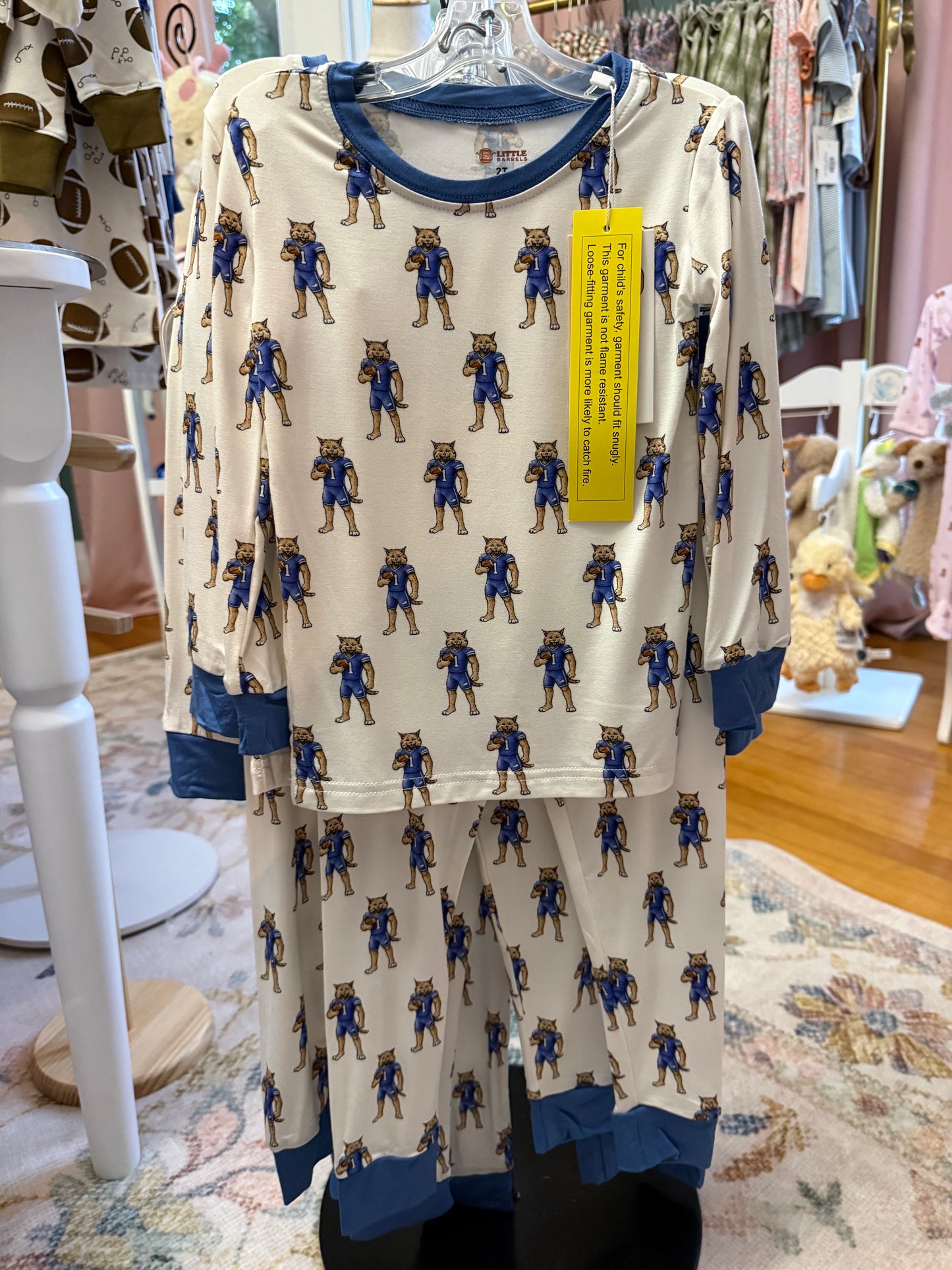 Standing Wildcat Football 2 Piece Pajamas