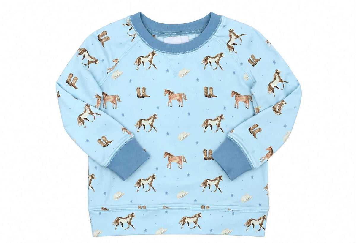 Three Little Ducks Blue Horse Sweatshirt