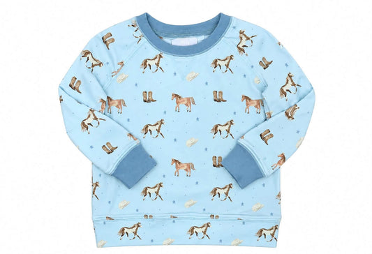 Three Little Ducks Blue Horse Sweatshirt