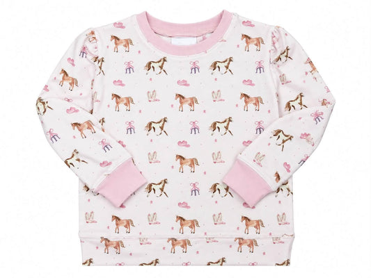 Three Little Ducks Pink Horse Sweatshirt