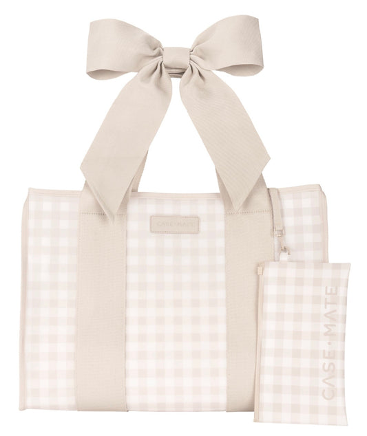 Case-Mate Latte Gingham Bow Jelly Tote