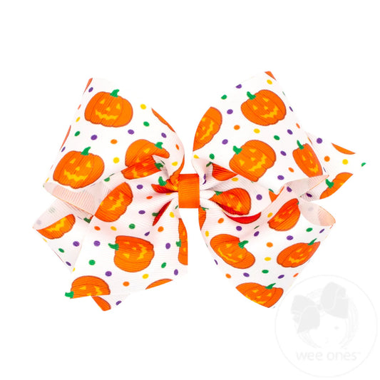 Wee Ones King Halloween Polka Dot Print Hair Bow