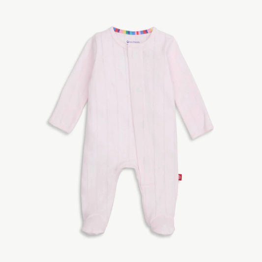 Magentic Me Pink Lines Pointelle Footie