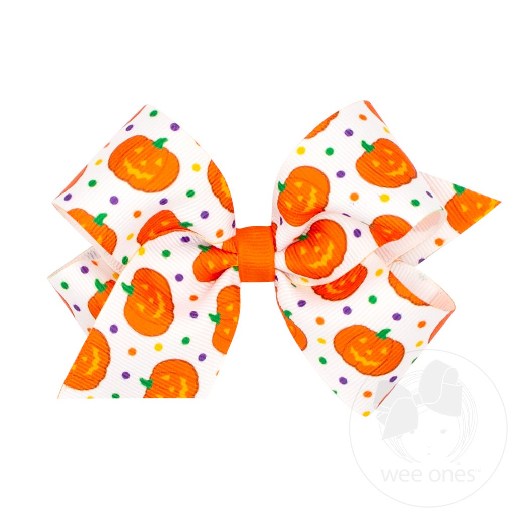 Wee Ones Medium Halloween Polka Dot Print Hair Bow