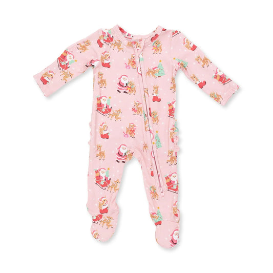 Angel Dear Pink Vintage Reindeer & Santa Footie