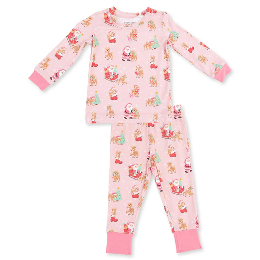 Angel Dear Pink Vinatge Reindeer & Santa Loungewear Set