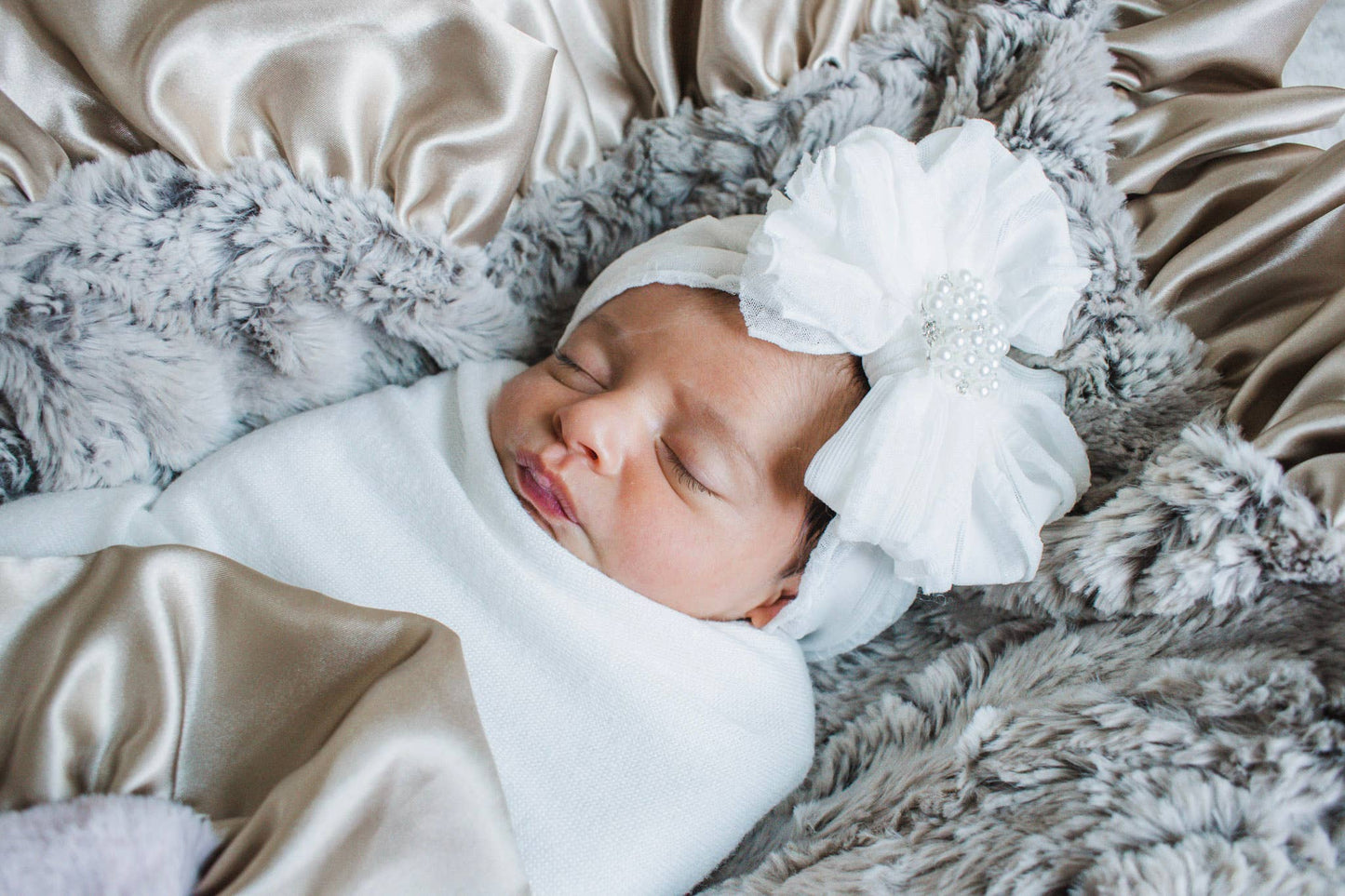 Pearl Ruffled Headband: Sweet Pink