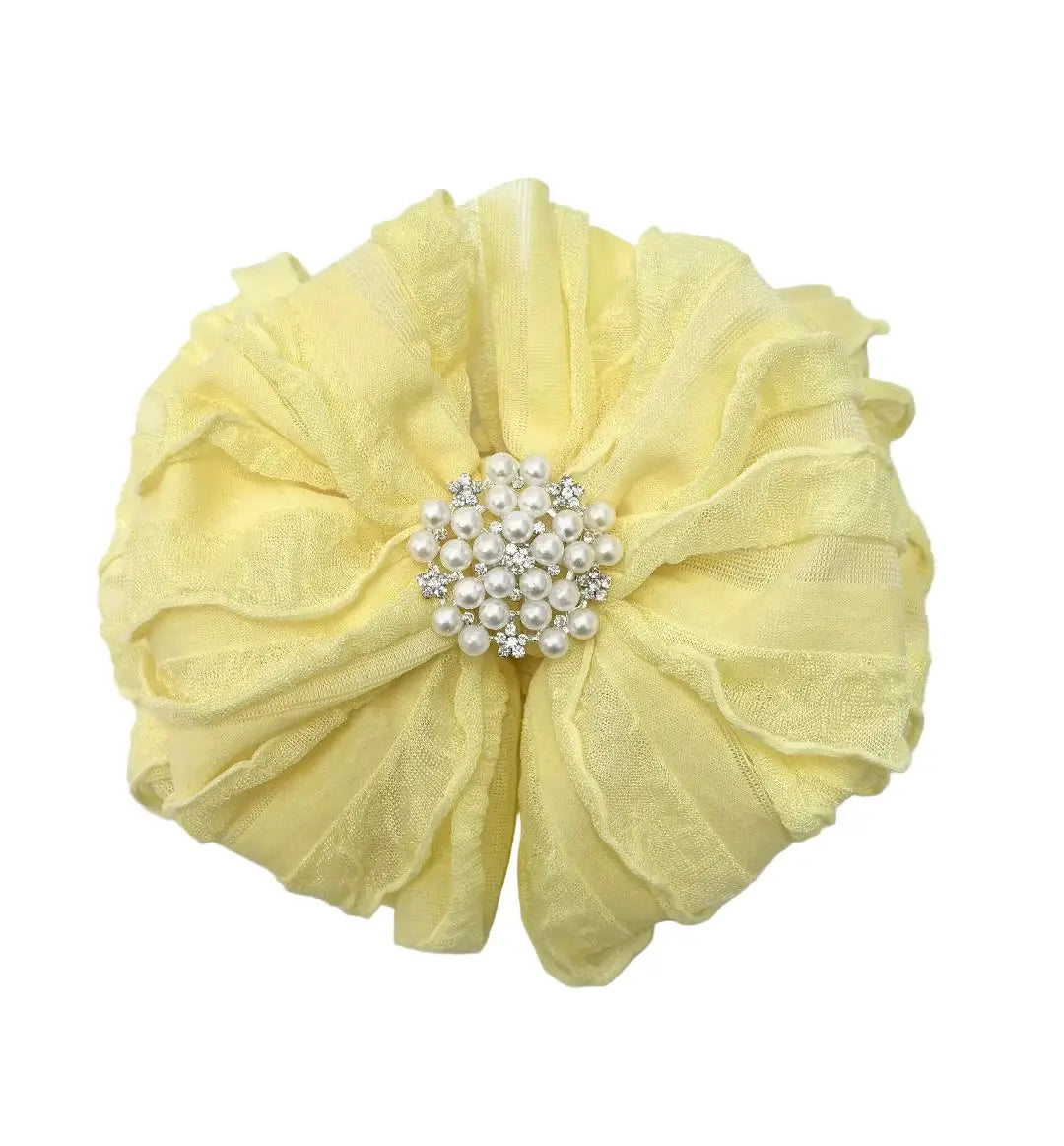 Pearl Ruffled Headband: White