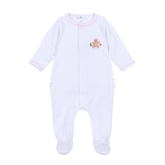 Magnolia Baby Frosted Wonderland Embroidered Ruffle Footie - Pink