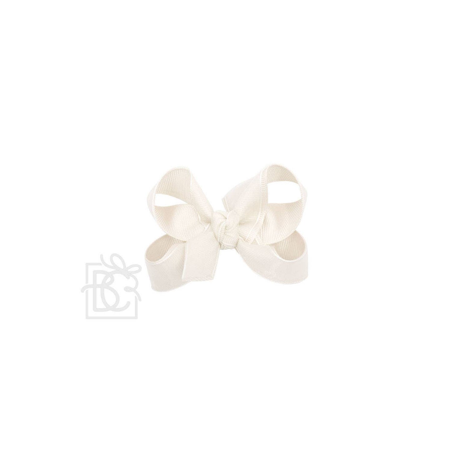 LAYERED ORGANZA/GROSGRAIN BOW ON CLIP: 6.5" Jumbo - 2.25" Ribbons on Lg. Alligator Clip / VANILLA
