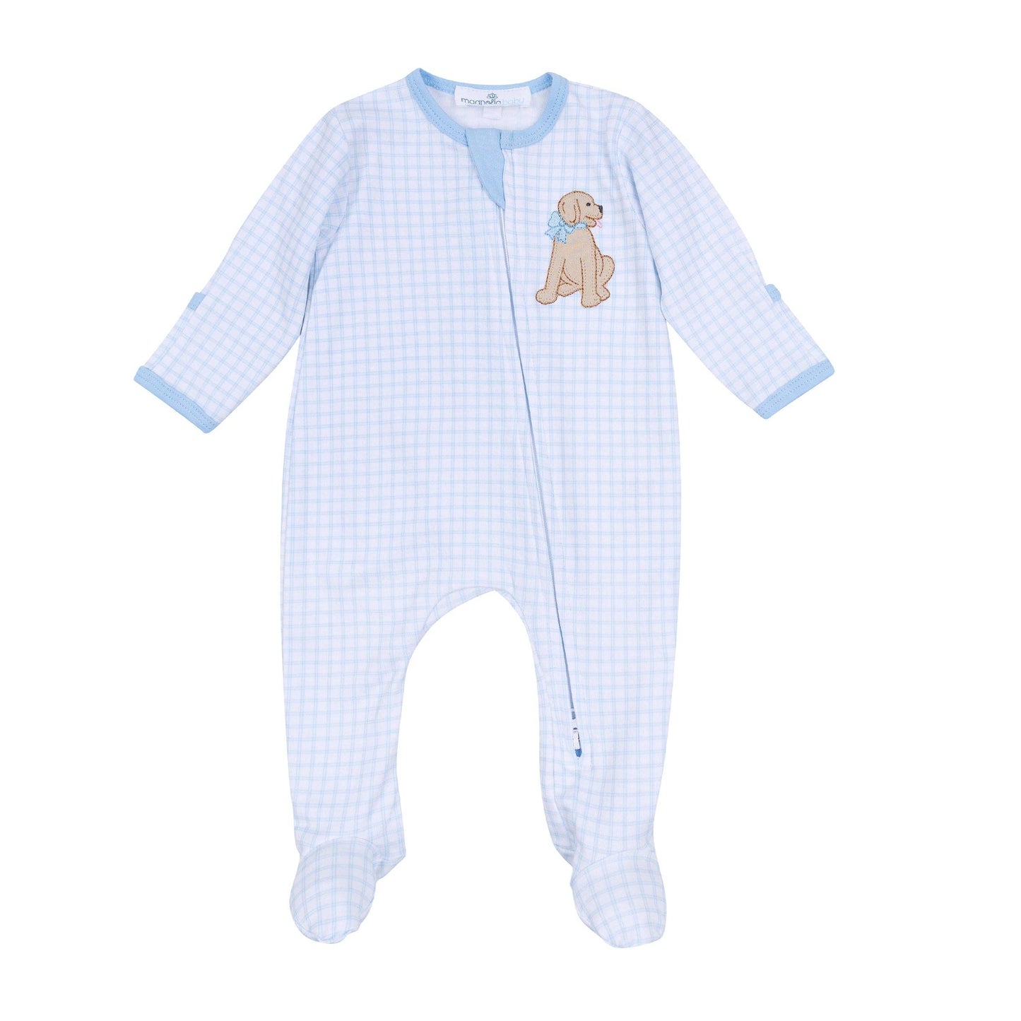 Magnolia Baby Puppy Playtime Applique Zip Footie