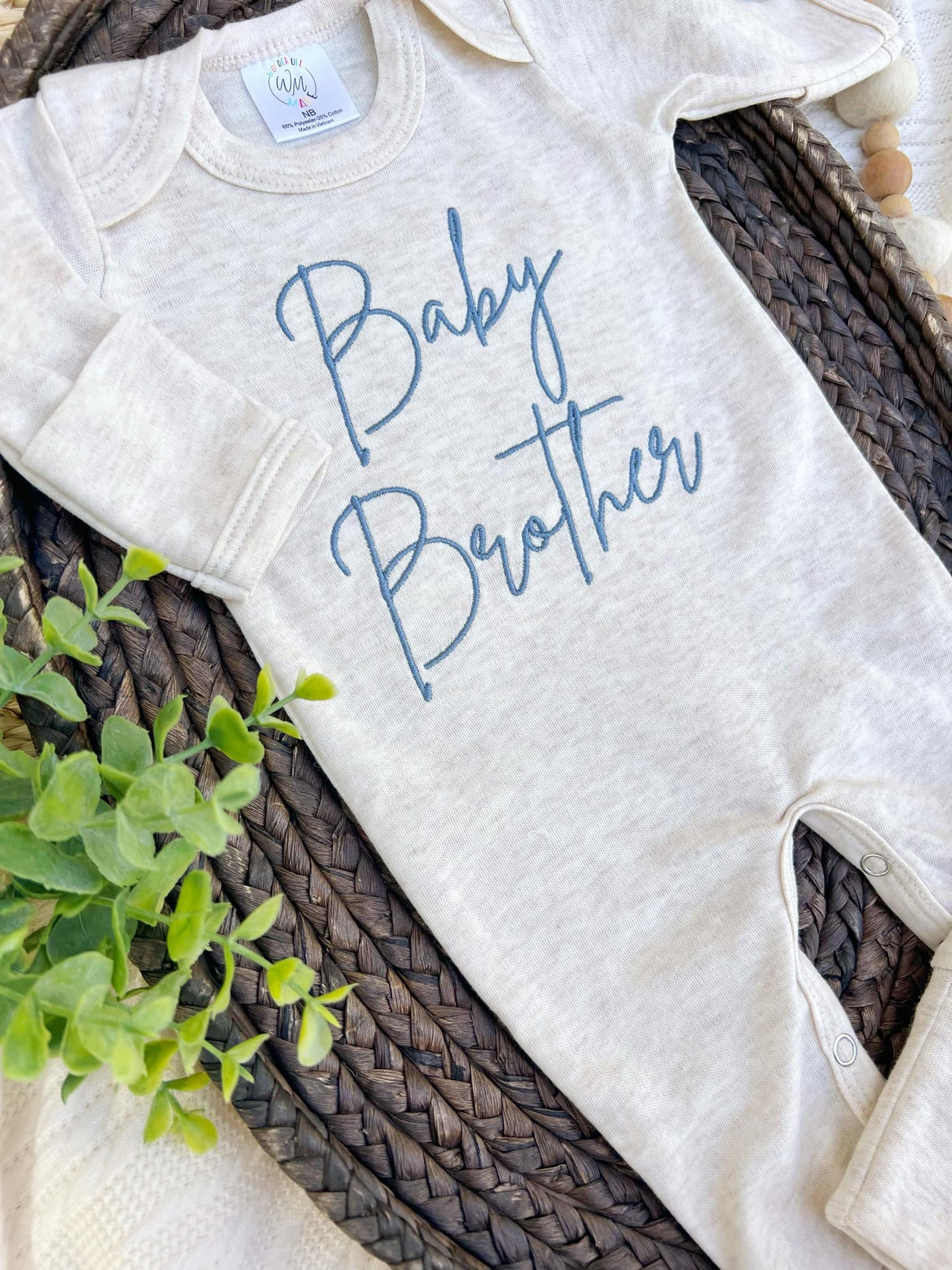 Baby Romper | Baby Brother Blue | Romper and hat set