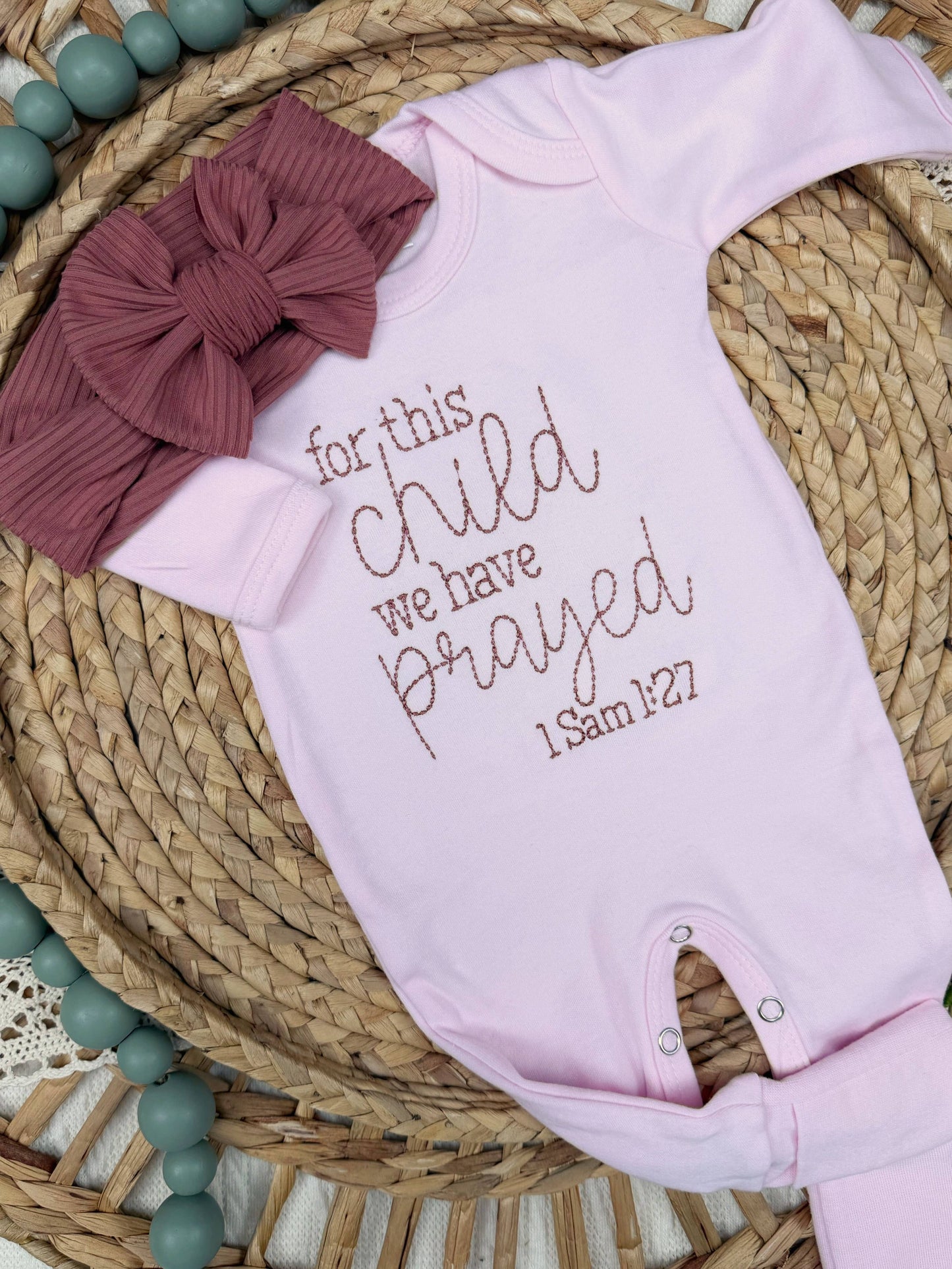 Baby Romper | For This Child We Have Prayed | Pink | Romper Only