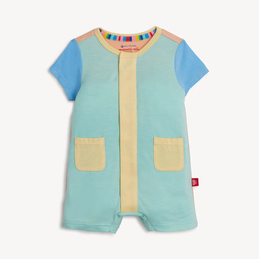 Magnetic Me Colorblock S/S DBL PKT Short Romper