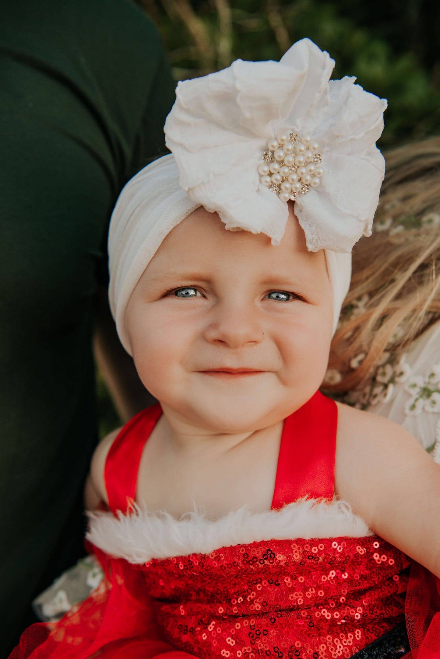 Pearl Ruffled Headband: Sweet Pink