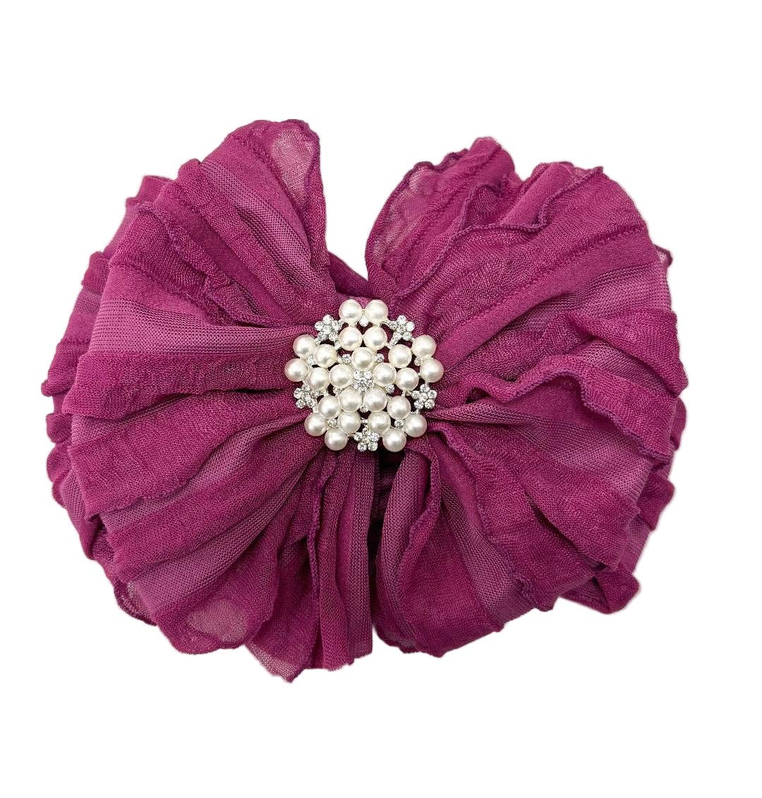 Pearl Ruffled Headband: Sweet Pink