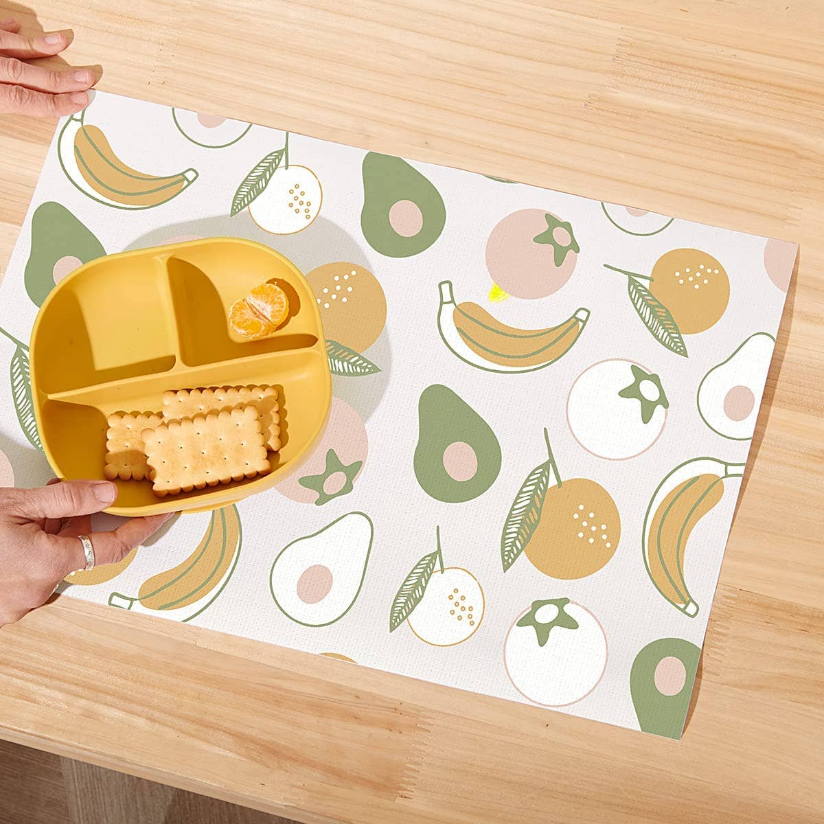 Disposable Placemats for Kids Stick-On: 20 Pack / Fruits