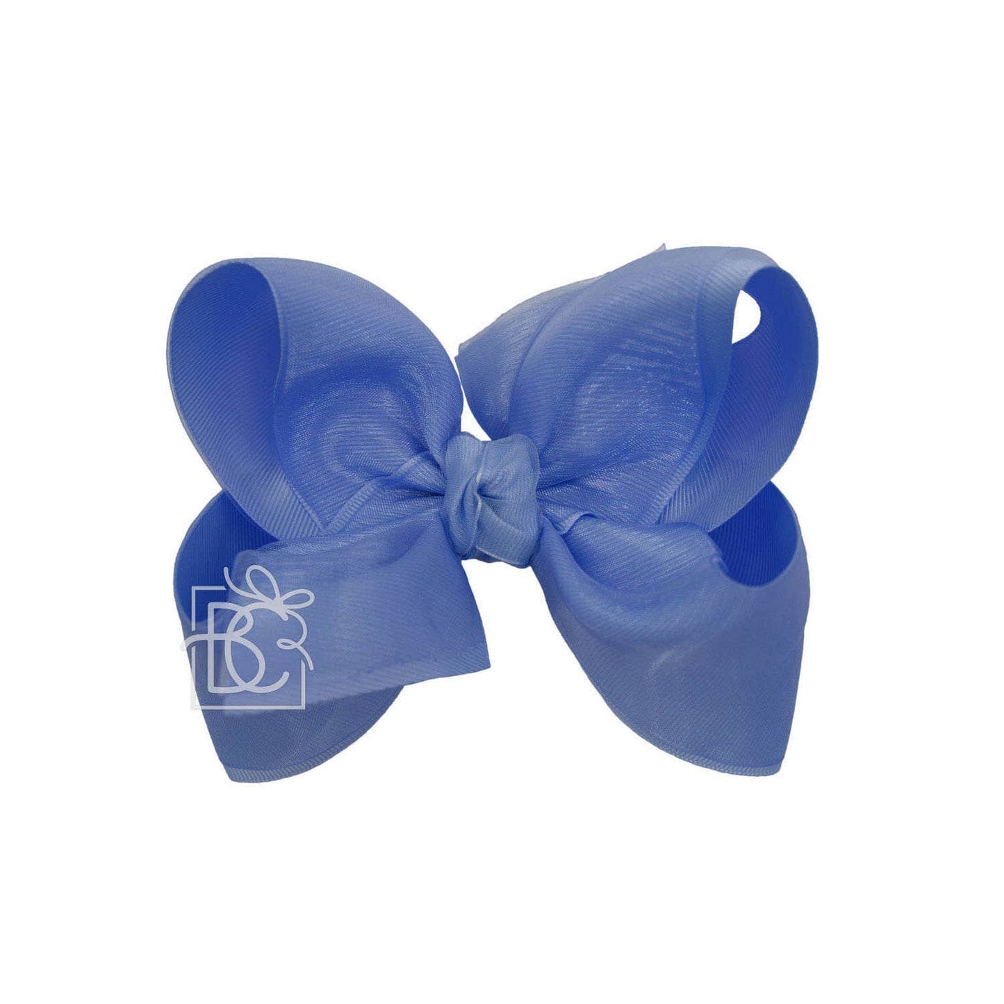 LAYERED ORGANZA/GROSGRAIN BOW ON CLIP: 6.5" Jumbo - 2.25" Ribbons on Lg. Alligator Clip / COPEN