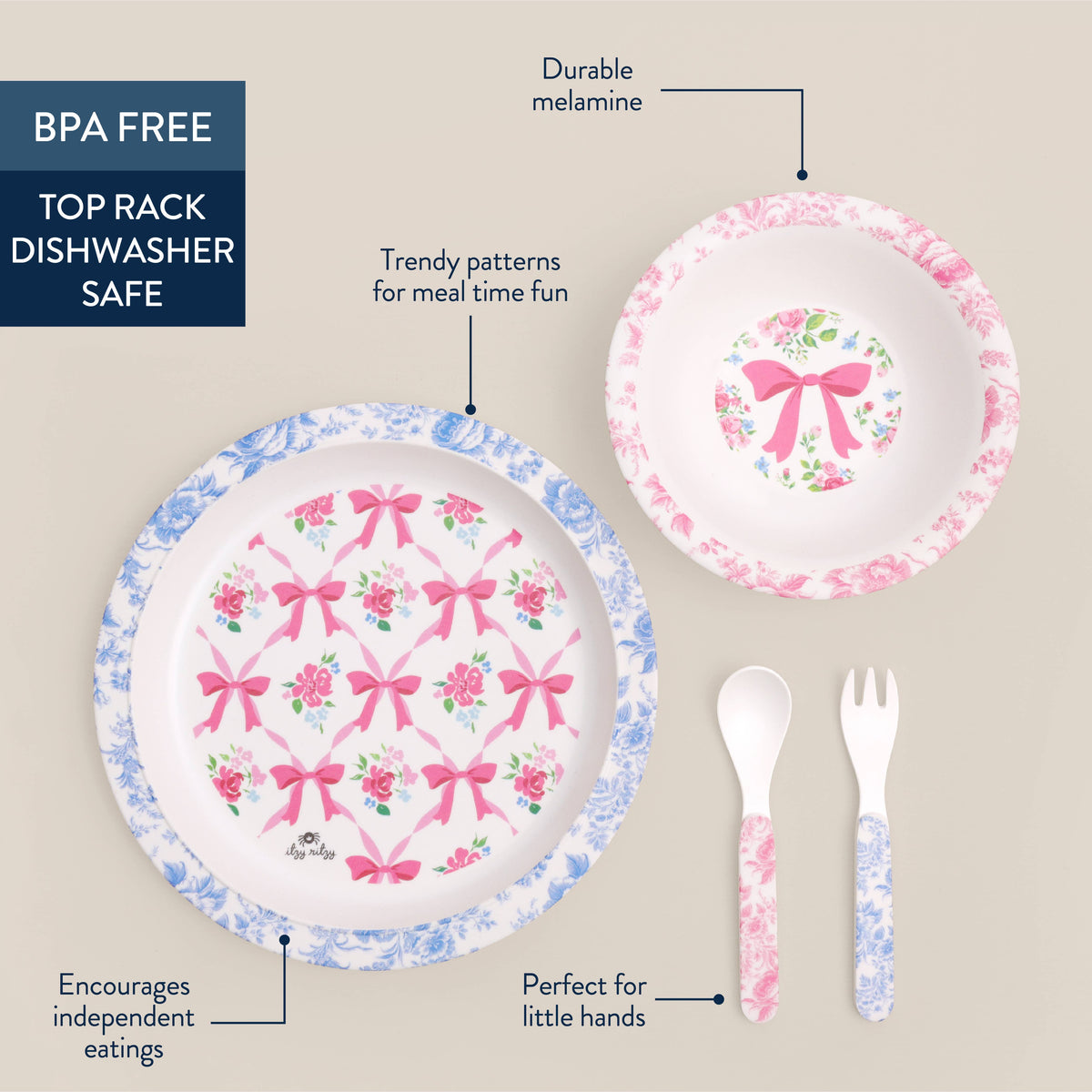 Itzy Bistro™ - 4 piece dining set: Ribbons & Roses