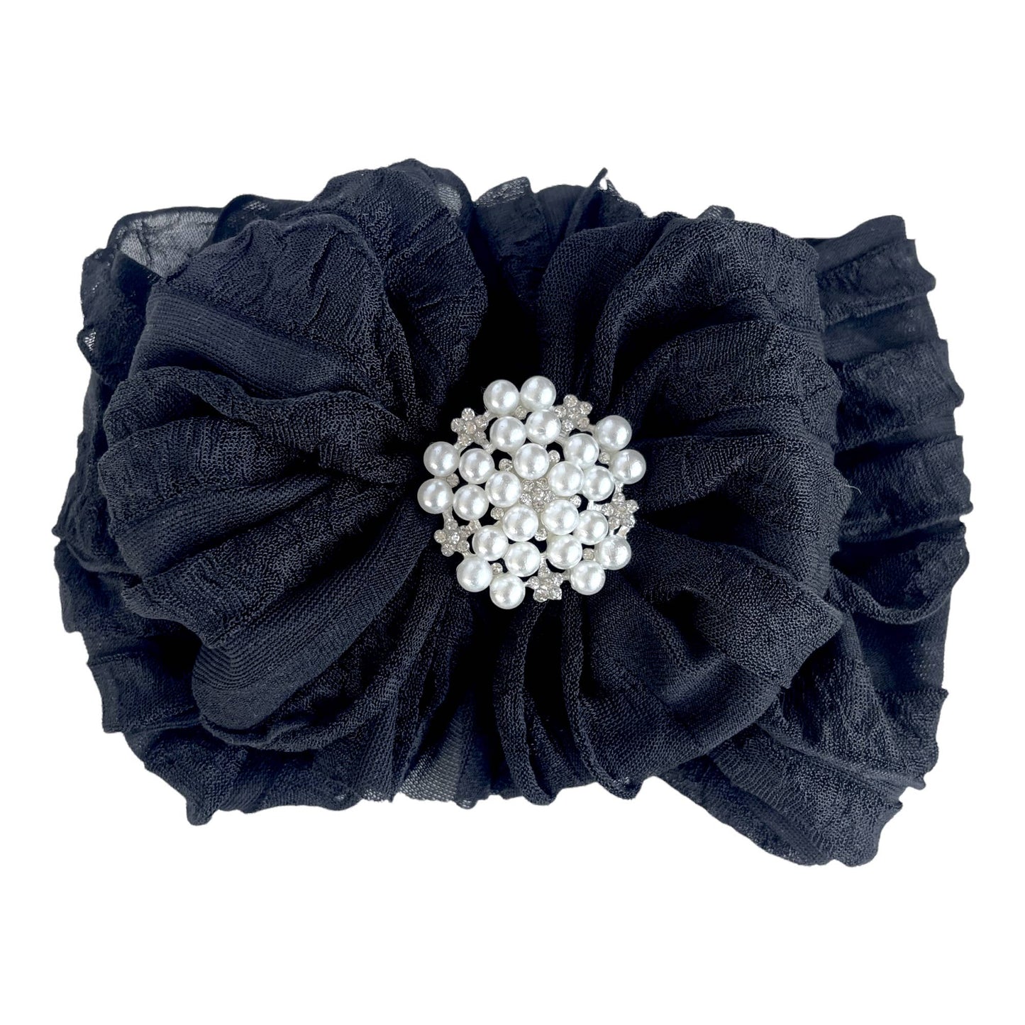 Pearl Ruffled Headband: Sweet Pink