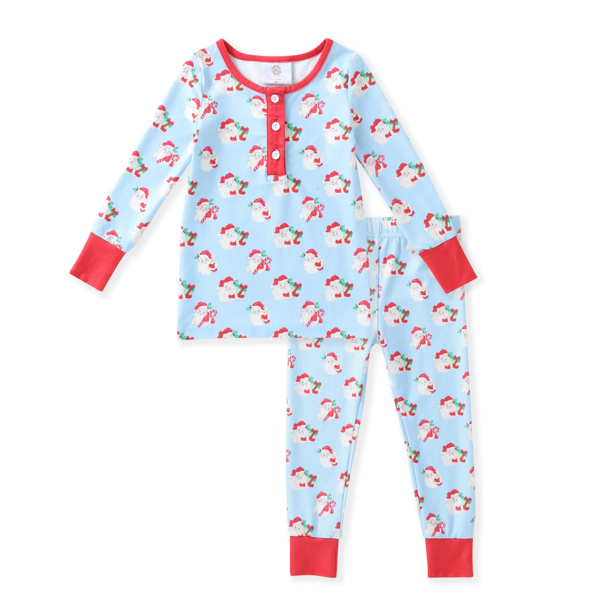 Swoon Kids Dear Santa Blue Butterknit 2 Piece Pajama Set