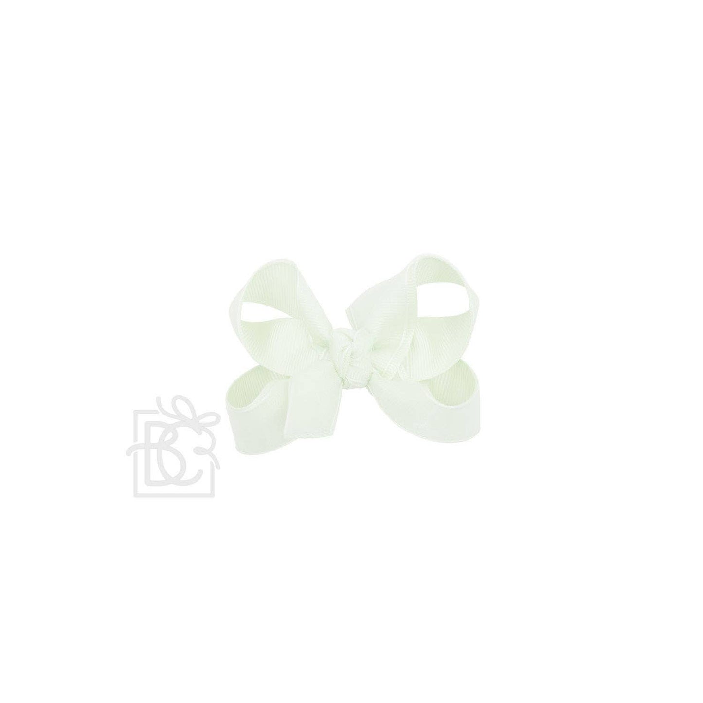 LAYERED ORGANZA/GROSGRAIN BOW ON CLIP: 6.5" Jumbo - 2.25" Ribbons on Lg. Alligator Clip / VANILLA