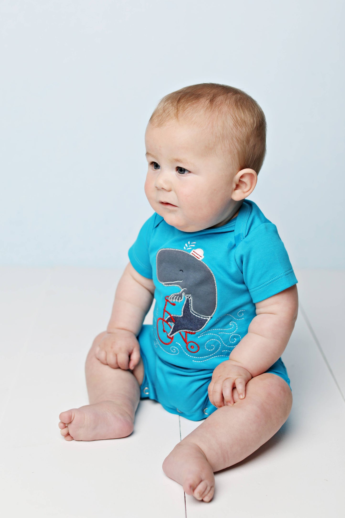 Lemon Loves Lime-Whale Sailor Romper: 18-24mo