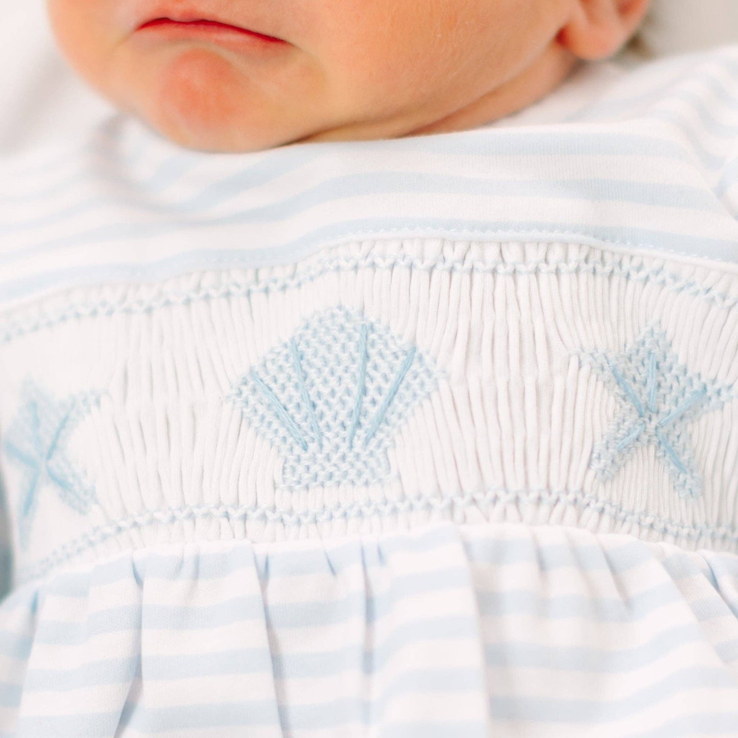 Magnolia Baby Coastal Treasures Smocked Footie - Light Blue