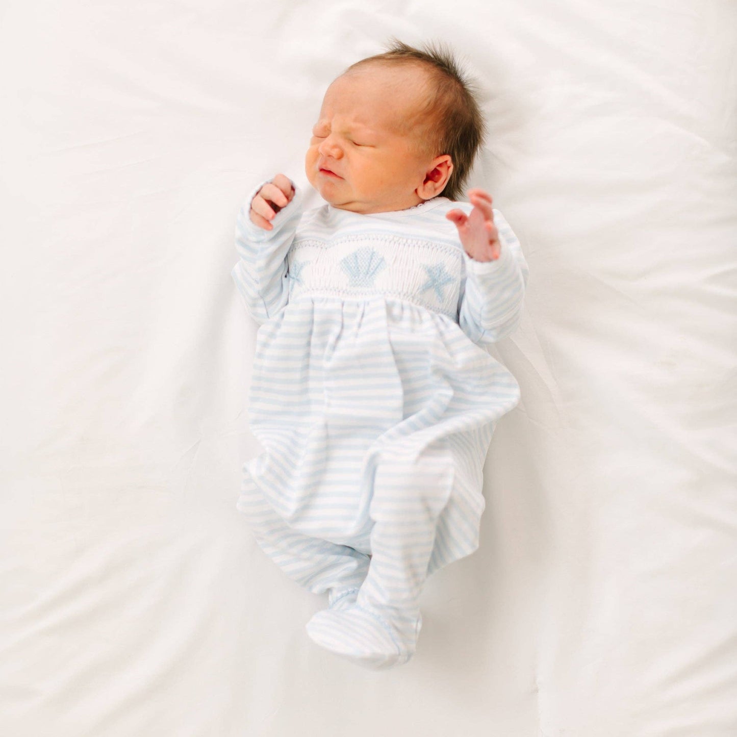 Magnolia Baby Coastal Treasures Smocked Footie - Light Blue