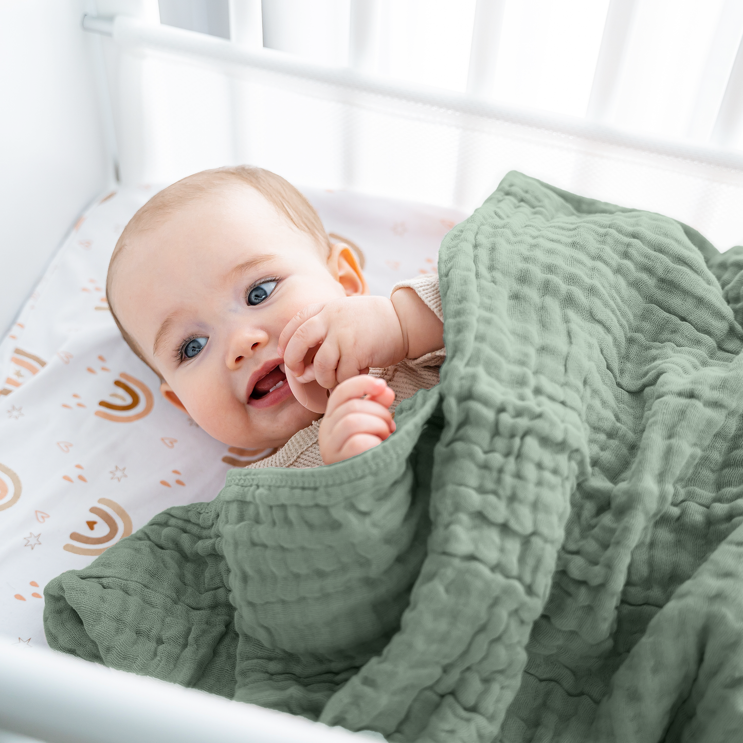 Comfy Cubs Muslin Baby Blanket, 40" x 40" Swaddle Blanket