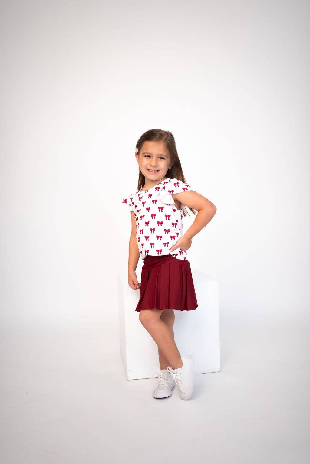 Ruffled Sleeve Cheer Set Maroon