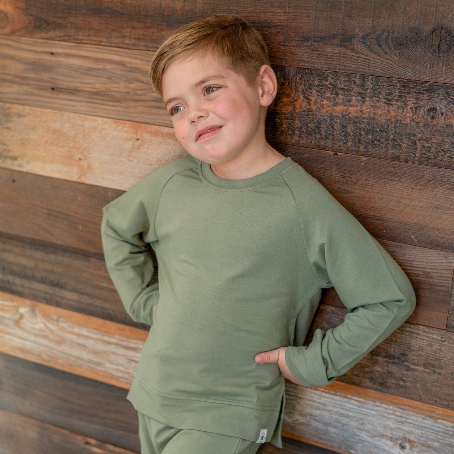 Sweet Bamboo Crew Neck Jogger Set Army Green