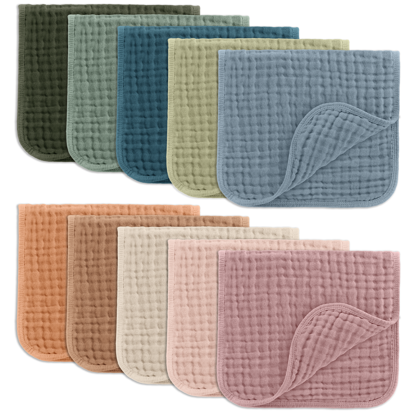 Comfy Cubs Baby Burp Cloths - 100% Muslin Cotton 10-Pack 20”X10”