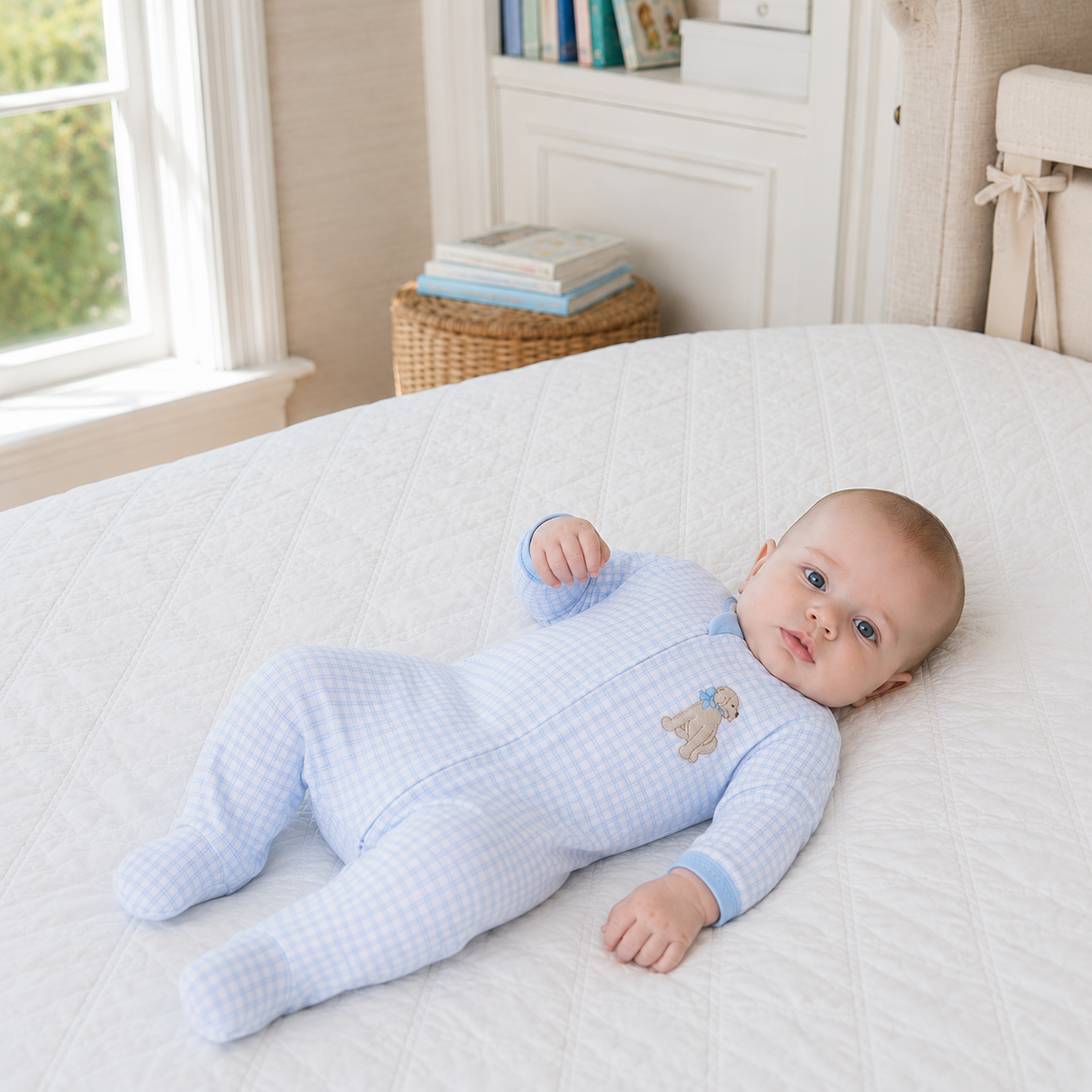 Magnolia Baby Puppy Playtime Applique Zip Footie