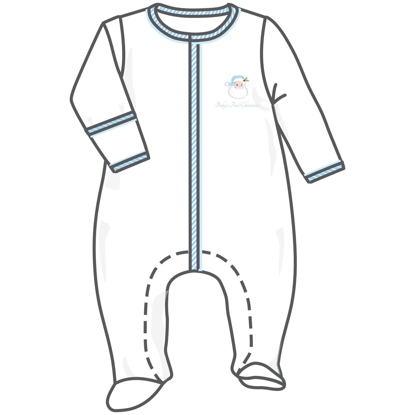 Magnolia Baby Santa Baby Embroidered Baby's First Christmas Footie - Light Blue